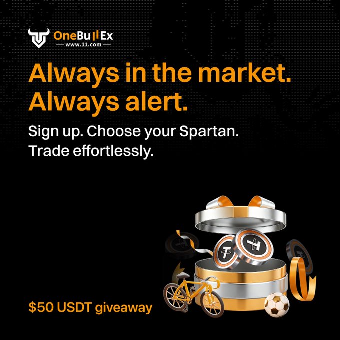 A graphic advertisement for a cryptocurrency called "One Bullex" that promotes trading and has freebies associated with it, including a bicycle, soccer balls, a coin purse, and various sports balls with gold coins inside. The image also includes text encouraging users to sign up, choose their desired Spartan, trade efficiently, and provide feedback on the advertisement's effectiveness through comments or tags.