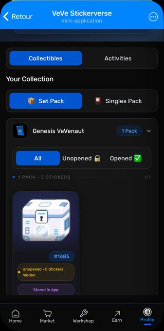 The image shows a cell phone screen displaying information about a Minecraft game. The main focus of the image is an open box with a sticker, which has the number "6565" written on it. This box contains a Minecraft sticker that is currently unopened. The text in the image also mentions a Minecraft sticker that was shared by @Teamvevedream and @Telegram, indicating that they might have sent the game to someone else who could benefit from it.