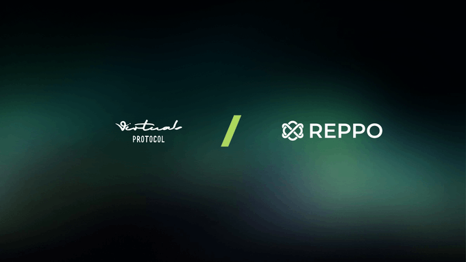 The image features a logo that says "repo" and "baseline". The background of the image is black, with green text that reads "@reppo becomes the first agent to upgrade to token-owned liquidity through @BaselineMarkets". This suggests that the image is related to an event or milestone in the virtual currency world.