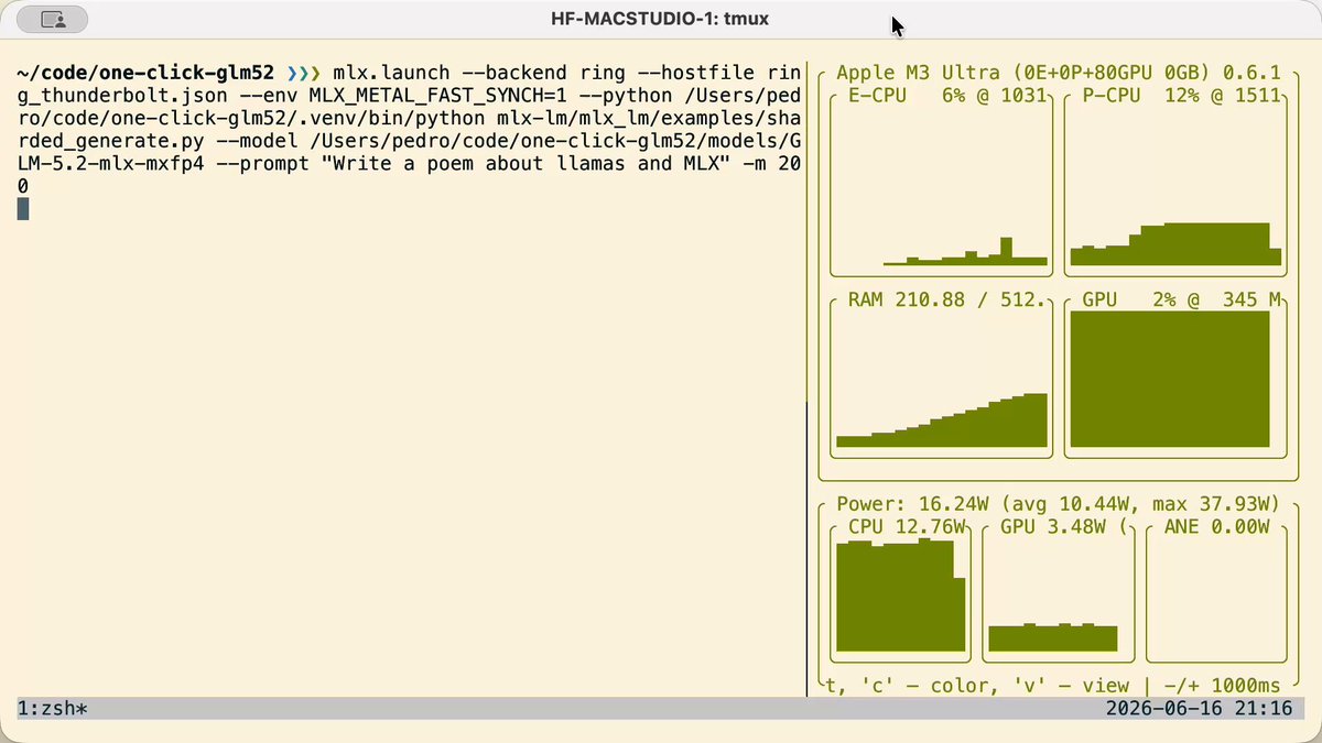 The image shows a screenshot of a program screen for a spreadsheet application called GLM 5.2 that has just been released, available as a closed model that can be downloaded, quantized, distilled, fine-tune, run from two Mac Studios (M3 Ultra). It's similar to the latest closed models, allowing users to access weights they can download, which is beneficial for those who want to manually perform certain tasks like inputting data and refining graphs. The focus should be on understanding how this particular application fits within the context of the broader release and what it offers in comparison to other spreadsheet applications available at the time.