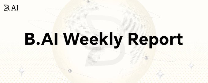 The image is a header banner for the "B.AI Weekly Report," featuring the B.AI logo in the top-left corner and the report title in bold black text against a light, dotted globe background with subtle sparkle accents, serving as a visual introduction to the post about B.AI's user experience design and multi-chain features.