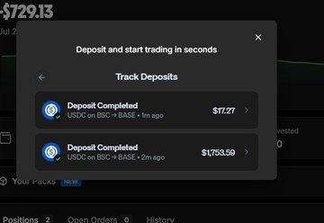 A user posts a screenshot of two completed USDC deposits of $77.27 and $1,753.59 on the Limitless platform with the headline "Deposit and start trading in seconds," captioned to claim the platform is unfair and a scam that shocks early real community members. The screenshot functions as evidence of funds deposited into the platform, which the poster argues are being mishandled or withheld.