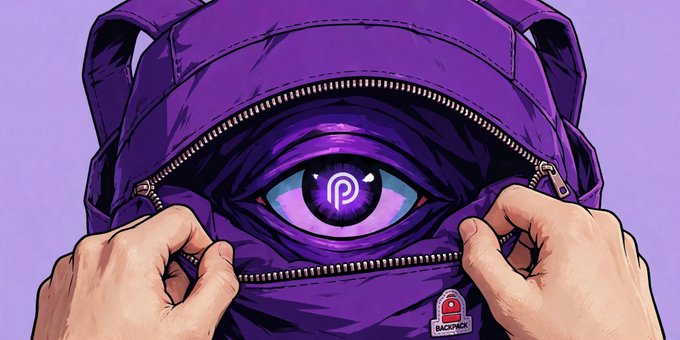 A digital illustration of two hands pulling open a purple hooded jacket zipper to reveal a glowing purple eye with a 'P' logo in the pupil.