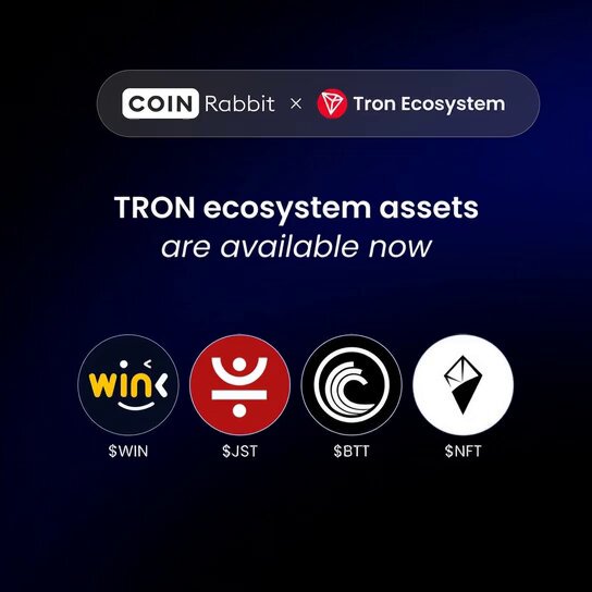 The image features four logos, each representing a different cryptocurrency or token. The text at the bottom of the image reads "Coin Rabbit XR - TRON ECONOMASSETS are available now", indicating that these assets are now accessible through CoinRabbit Loans. This expansion of utility layer within DeFi ecosystems allows for more diverse uses and applications of digital tokens beyond traditional holding and trading purposes, potentially opening up new opportunities for users to access and utilize these assets in various ways.