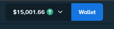 The image shows a digital wallet display featuring a balance of "$15,001.66" in USDT alongside a blue "Wallet" section. This appears to be promotional graphics for a gambling stream, highlighting the $15,000 raw amount being wagered on Stake.com during a Sunday night stream.
