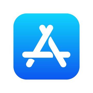 The Apple App Store icon, featuring a stylized white 'A' formed by a pencil, ruler, and paintbrush on a blue gradient background.