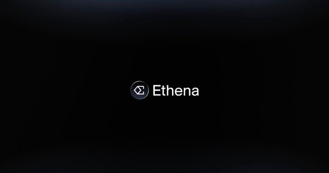 A minimalist black screen displaying the "Ethena" logo and name with a stylized geometric icon.