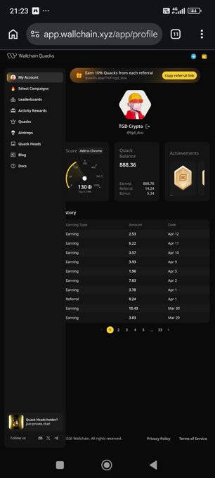 ?"The post is called 'I wonder if anyone's still farming Quack at this hour I used to yap for a while on Wallchain and earned about 10k$. Not sure if it'q