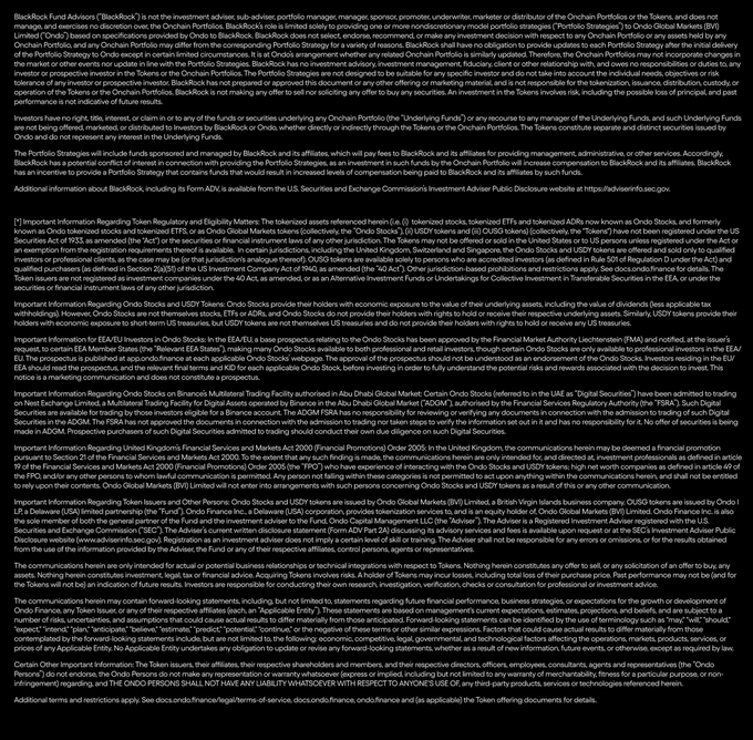 A page of black text on a white background containing detailed financial and investment disclosures.