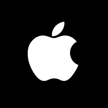 The Apple logo displayed in white on a black background.