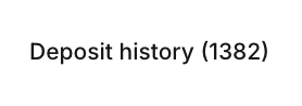 The image shows stylized text reading "Deposit history (S82)" in a distorted, glitchy font against a white background. It appears to be a humorous representation of someone referencing NFT (non-fungible token) deposits while sick, playfully labeling it "Fake World Assets" as a joke about cryptocurrency and digital collectibles.