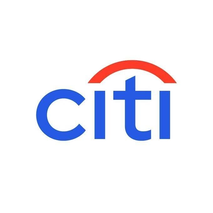 The Citi logo is displayed with blue text and a red arc above it on a white background.