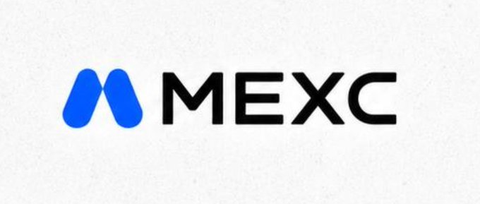 The MEXC cryptocurrency exchange logo featuring a blue stylized "M" symbol next to the black "MEXC" wordmark on a white background.