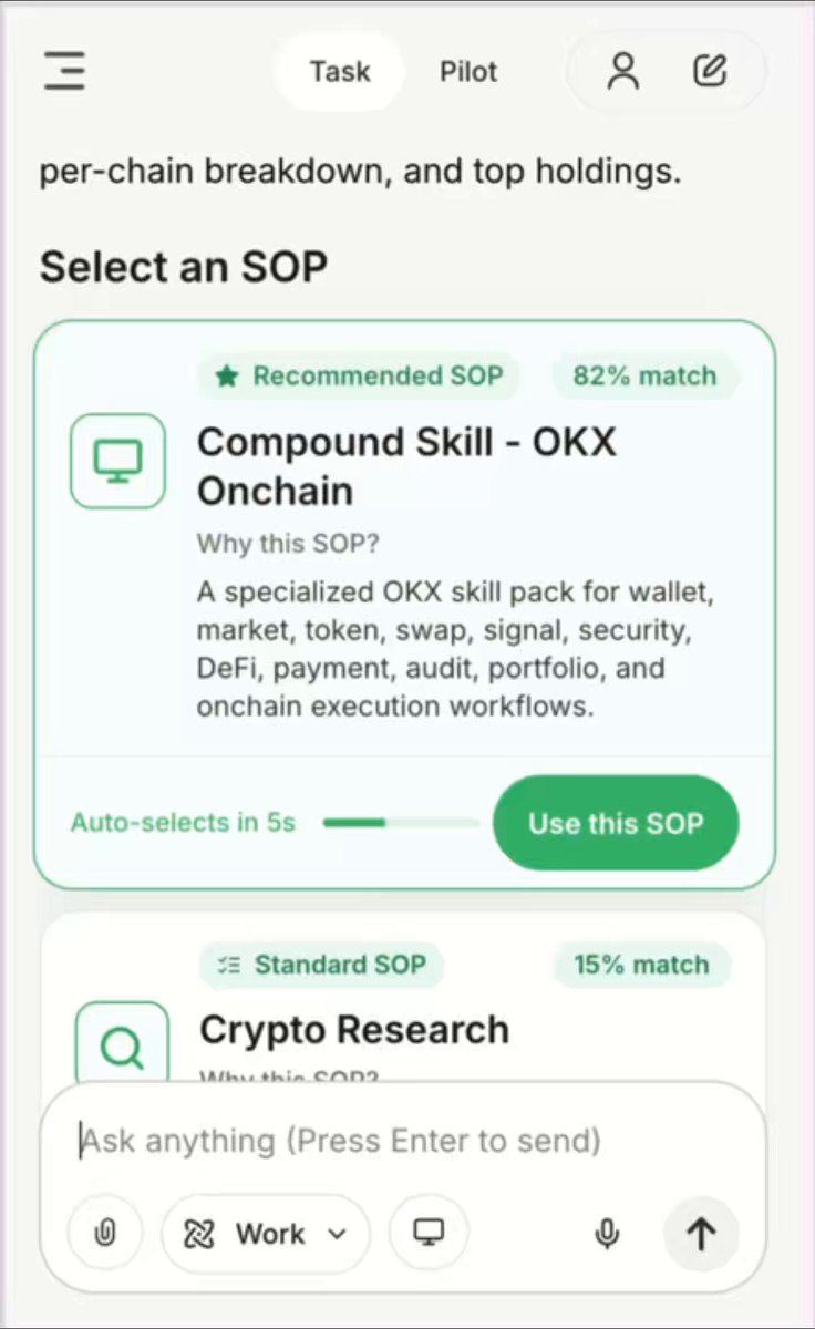 The image shows a smartphone screen displaying information about a cryptocurrency wallet app called "xBubble". The app allows users to select an SOP (Simple Agreement for Privacy) token, which can be used as a payment method or for trading purposes. It also provides access to various features such as market data and agentic payments protocol capabilities. The post mentions that the app is bringing Onchain OS Skills from @XLayerOfficial into the xBubble ecosystem, making it accessible across agents.