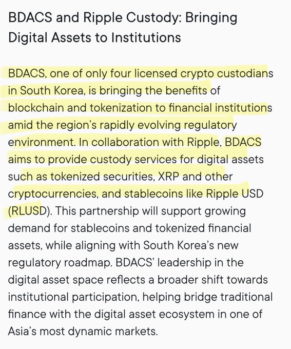 The image shows a white background with black text that reads "South Korea XRP Documented." This suggests that there might be some information or documentation related to South Korea's digital assets, such as XRP, which could be of interest to the viewer.