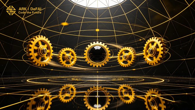 Arkie AI app, a smart AI system that connects all layers of an application or website, is being promoted by Arkie AI Conference. The app is designed to provide cleaner systems and faster execution, which can be seen as a reflection of the gold gears in the image. These gears are interconnected, just like the different components of the app, creating a cohesive and efficient system.