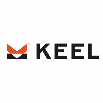 The image shows the Keel corporate logo featuring an orange and black geometric "K" emblem next to the bold black text "KEEL." The logo accompanies a post about $KEEL (Keel Holdings), where CEO Ben Gagnon is overseeing the demolition of bitcoin mining facilities as the company pivots toward greater value.