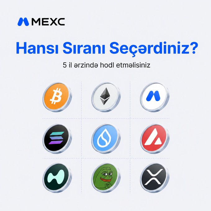 The image features a collection of eight different cryptocurrency logos displayed against a white background, arranged in four rows of two. The logos include Bitcoin, Ripple, Ethereum, and others. The text "Hansi Sari Secerdiniz?" is written above each logo, which could be interpreted as a question or challenge related to the cryptocurrencies featured on the image.