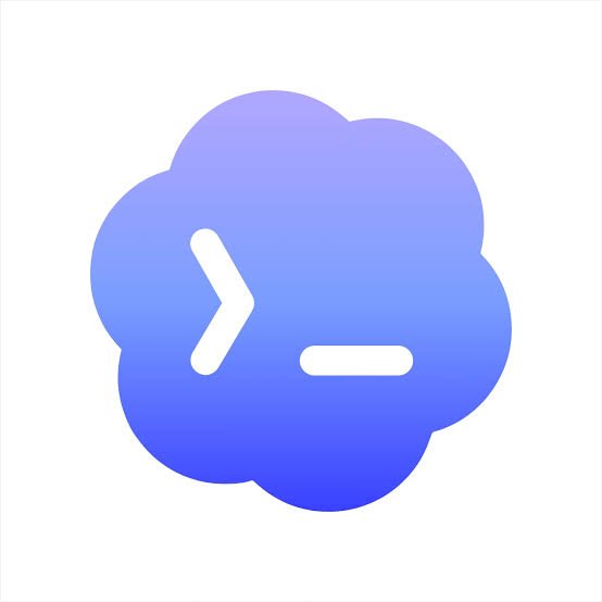 A blue and purple gradient cloud icon with a white command prompt symbol (chevron and underscore) centered inside, representing a terminal or cloud computing service.