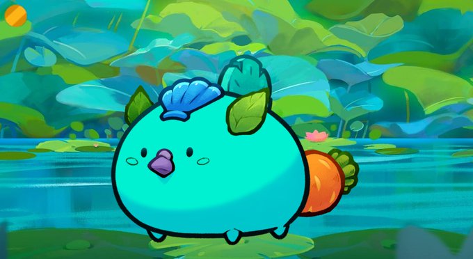 The image features a cartoon fish with a hat, surrounded by green plants and water lilies. The fish appears to be swimming towards an orange carrot that is floating nearby. The background of the image is filled with more green plants and water lilies, creating a serene and natural setting for the fish.