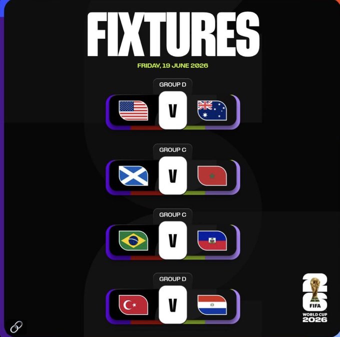 The image features a poster for the FIFA World Cup, which includes four different flags representing various countries. The poster also displays the text "Fixtures" at the top and "Free $SOL to 2 lucky persons that gets the correct score of today World Cup between USA vs AUSTRALIA Scotland vs Morocco Brazil vs Haiti Türkiye vs Paraguay Drop ur correct score Retweet & Follow @ViperMasol Entry closes 2 hours before the". The poster is designed in a way that it encourages viewers to participate and share their scores for the current World Cup.