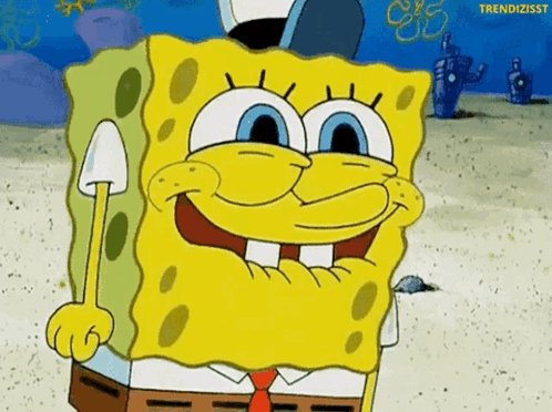 The image features a cartoon character, Spongebob Squarepants, wearing a yellow shirt with brown pants and a red tie. Spongebob has his arms outstretched and is smiling at the camera. The caption "When you know you hold the right tokens." suggests that there might be a connection between the character's appearance or actions in the image and the game or event they are associated with, possibly related to the popular TV show "Spongebob Squarepants".