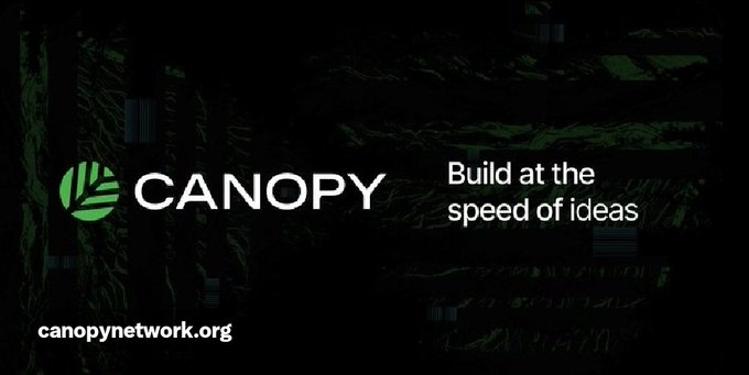 A dark, moody graphic for 'CANOPY' with a green leaf logo and the text 'Build at the speed of ideas', along with the website 'canopynetwork.org' in the bottom left corner.
