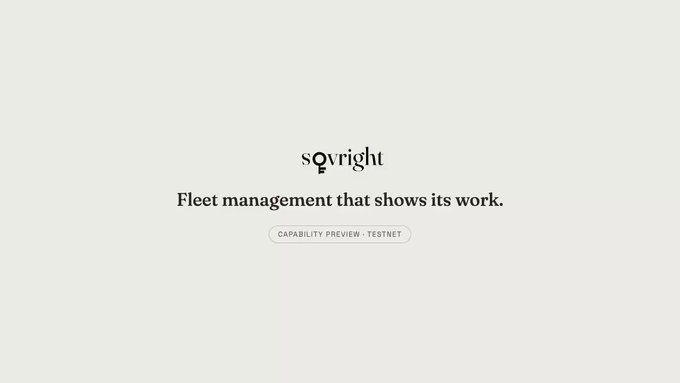 The image displays a minimalist landing page for "sovryght," featuring the tagline "Fleet management that shows its work" along with a "CAPABILITY PREVIEW · TESTNET" button. The post about building a Zcash-focused mining pool with dedicated hardware relates to the image's theme of fleet management, suggesting Sovryght's service could help track and manage specialized Zcash mining equipment.