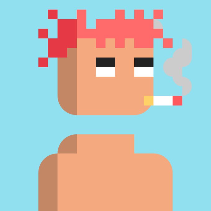 A pixel art character with red dreadlocks smoking a cigarette is shown, which fits the post celebrating the 7-day anniversary achievements of the Funkers NFT collection, including the "Funkinator 2.0" launch and selling out all 555 Funkers.