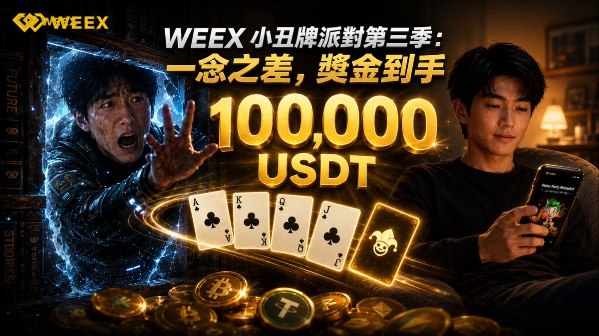 The image features a poster for an app called "weex" that offers a free trial of its poker game, which has been described as "the best poker game ever created." The poster includes two men playing the game, one on each side, with their hands raised in the air and holding cards. There are also five gold coins visible in the image, adding to the overall visual appeal of the advertisement.
