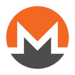 The Monero cryptocurrency logo featuring a stylized white 'M' on an orange and gray circular background.