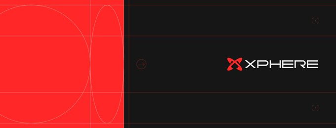 The image displays the XPHERE logo against a black and red geometric background, visually branding the post. It illustrates the cryptocurrency project being discussed, with the post highlighting technical features like its "dual chain architecture" and custom "xpHash" PoW algorithm mentioned in the whitepaper.