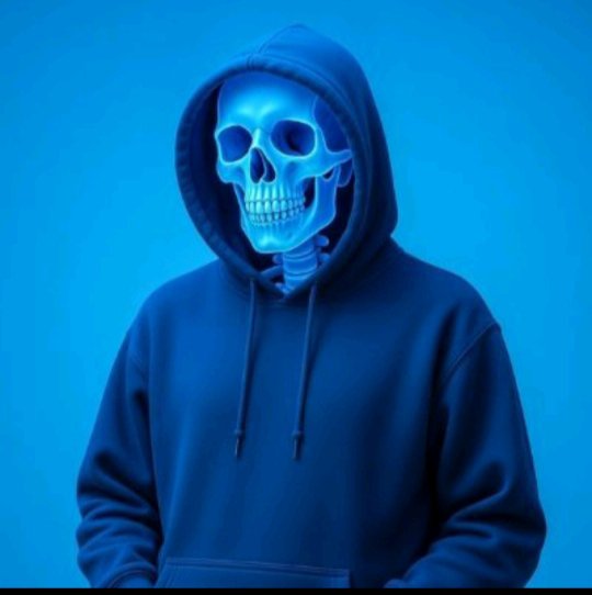 The image features a person wearing a blue hoodie with a skull mask on their face, standing against a blue background. The person appears to be posing for the photo or possibly participating in an event related to the "@quipnetwork" account. The image also contains text that reads "@useTria card Oh yah we'll be collecting @quipnetwork and @TheARCTERMINAL points until airdrop :).