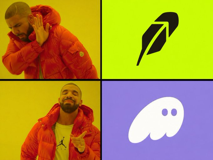 The image is the "Drakeposting" meme featuring Drake rejecting a feather quill (likely representing Phantom crypto wallet) in the top panel and approving a ghost (representing Phantom's branding) in the bottom panel. Combined with the caption "Ghosti supremacy. @phantom," the meme humorously suggests the brand should stick with its current ghost logo rather than adopt a more traditional writing quill icon.