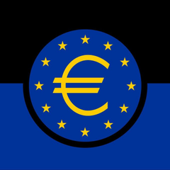 The image features a stylized euro symbol surrounded by a ring of stars on a blue background, representing the European Central Bank. This visual directly relates to the announcement of the ECB raising its deposit rate by 25 basis points to 2.50%.