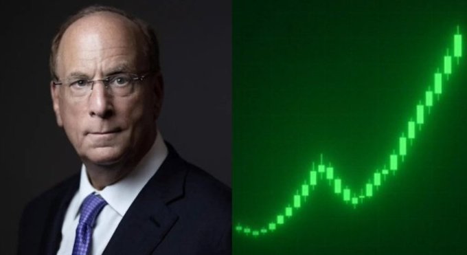 The image features a professional headshot of a man in a dark suit and tie on the left, paired with a green ascending stock chart on the right, visually reinforcing the post's message about institutional investment driving a significant upward surge in Bitcoin.