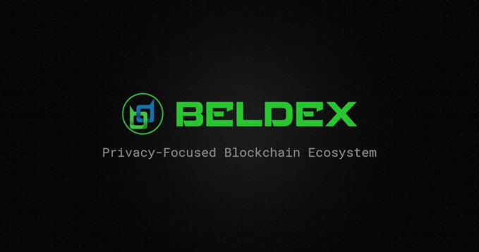 The image displays the Beldex logo with its tagline "Privacy-Focused Blockchain Ecosystem" against a dark background. It visually represents the BeldexCoin brand discussed in the post about its account-based address system and privacy-focused tools, though the post text appears to be cut off mid-sentence.