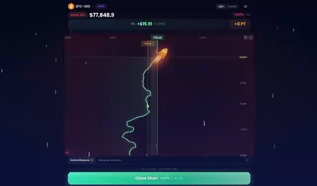 !" Smart Perp Coming Soon powered by @Hyper Liquid X". The screen displays a rocket heading towards a target with the numbers "17,094.39" below it and "17,096.75" above it as well.