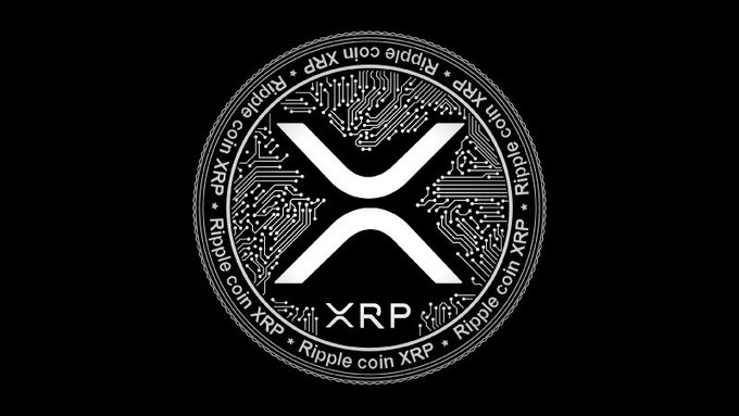 The image shows a circular XRP coin design featuring the stylized "X" Ripple logo at its center, surrounded by circuit board patterns and bordered by the repeated text "Ripple coin XRP." This XRP branding visually reinforces the post's message about XRP being positioned to benefit from the CLARITY Act's regulatory clarity and anticipated institutional investment inflows.