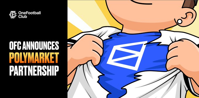 The image features a cartoon depiction of a person wearing a blue shirt that has a white "Z" on it, as if they are opening their shirt. The text at the bottom of the image reads "We're proud to announce our partnership with @Polymarket". This suggests that there is some connection between the Polymarket company and the post featuring the cartoon character.