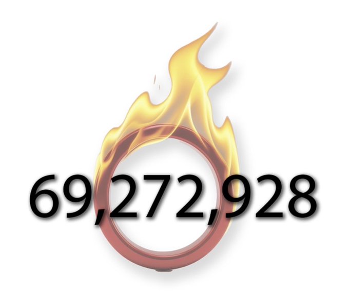 A flaming ring surrounding the number 69,272,928, referencing the One Piece treasure.