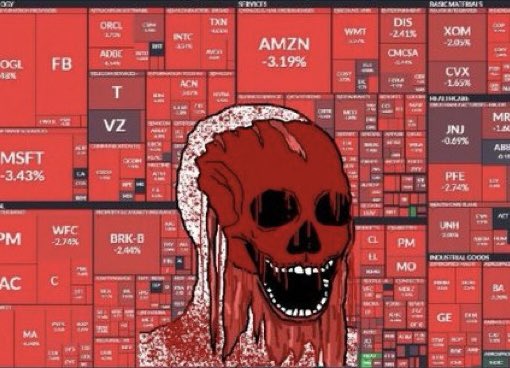 The image features a red illustration of a skull surrounded by various text boxes, including terms like "BITCOIN" which could be Bitcoin or etherium, as well as other terms such as "ETHEREUM", "SOLANA", and "I WILL STOCK MY REPUTATION ON IT". The combination of the skull with these terms creates a sense of intrigue in the image. One interpretation is that this illustration may be related to investing in cryptocurrency or digital assets, with the skull symbolizing risks involved or the idea that people should not be afraid to invest their money, even if it involves some level of uncertainty. The inclusion of terms like "BITCOIN", "ETHEREUM", and "SOLANA" further reinforces this theme.