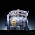 A sleek, futuristic building adorned with the "1WIN" logo stands against a dark background, visually representing the brand behind the $1WIN Solana-based gaming token being discussed. The high-tech structure mirrors the post's focus on the project's ecosystem and utility potential.
