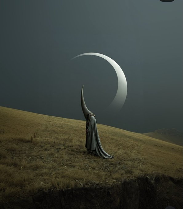 The image features a person standing alone on top of a hill, wearing a cape-like outfit that resembles a hat or a large cone. The sky above them appears dark and cloudy, creating an atmosphere of mystery and intrigue. The caption "Good night crypto frens Who checked on you today @useTria" suggests that the image might be related to cryptocurrency or digital assets, possibly as part of a social media post or promotional material for such platforms.

The person's attire and the dark sky evoke a sense of solitude and perhaps even danger, which could be interpreted as a metaphor for the world of cryptocurrencies and blockchain technology. The caption serves as an invitation to explore this intriguing topic further, encouraging viewers to "useTria" in the image.