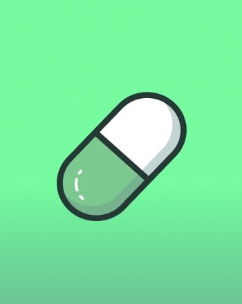 A stylized green and white pill illustration on a matching green background, visually representing medication or pharmaceutical concepts but containing no text or numbers. The pill imagery does not directly relate to the accompanying text about cryptocurrency launchpad revenue figures.