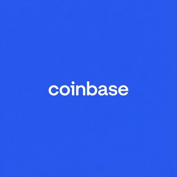 The image displays the word "coinbase" in white lowercase text centered on a solid blue background, representing the Coinbase logo. This visual directly relates to the accompanying post about Coinbase receiving MiFID authorization in the UK, highlighting the company's expansion into traditional investment services.
