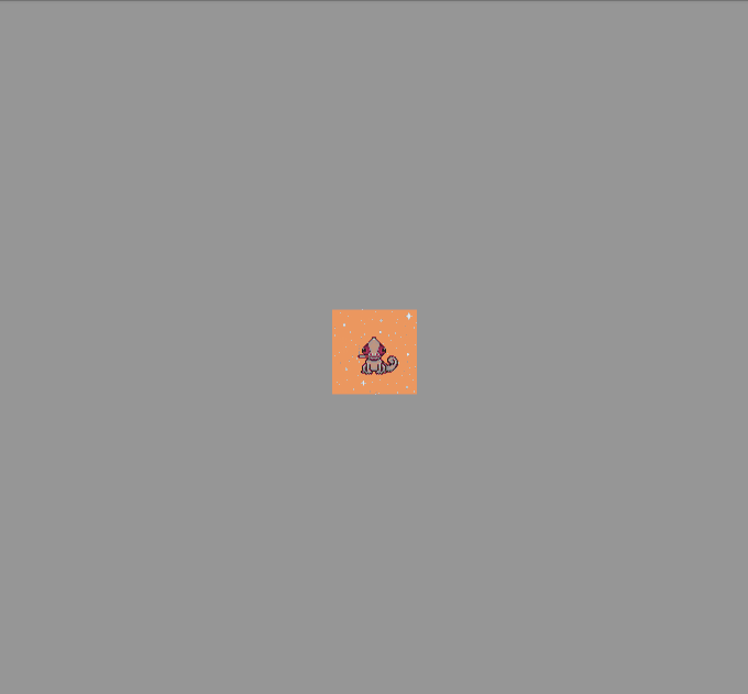 A small orange rectangular image centered on a large gray background, containing what appears to be a small cartoon character or icon.