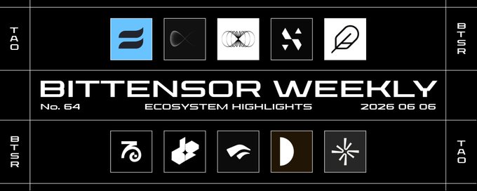 The image features a screenshot of an advertisement for Bittensor Weekly featuring a variety of icons related to ecosystem highlights and achievements in the field of AI. The text below the images highlights some key points about the project, including its early pretraining run of Orion 100B that has reached over 65% efficiency.