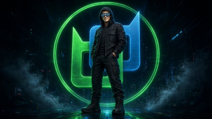 A stylized image of a man in dark tactical clothing and sunglasses standing in front of a glowing green circular logo with an abstract 'H' or 'HD' design, surrounded by smoke effects.