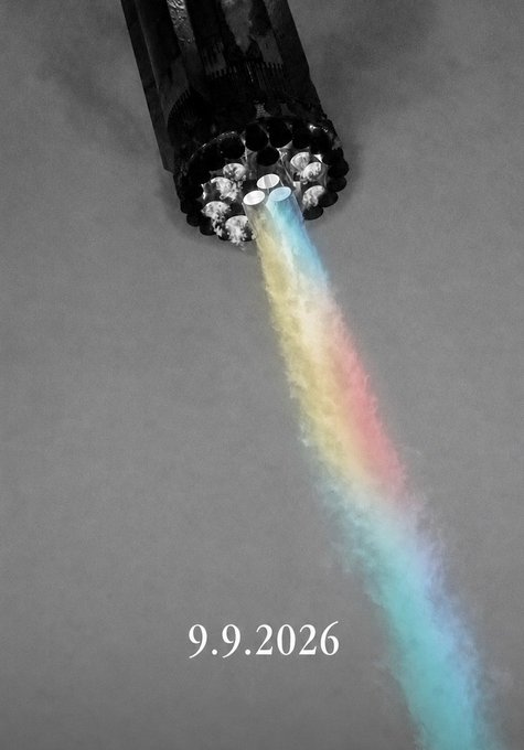 A rocket engine ignites with vibrant blue, yellow, and pink flames against a smoky gray backdrop, while the date "9.9.2026" appears in the sky below—symbolizing the approaching September 9 airdrop date mentioned in the post about Worldcoin's exclusive drop for qualifying X followers.
